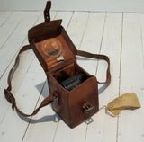 M/36 riktinstrument till kulspruta i läderväska med axelrem, använt-Floby Överskottslager