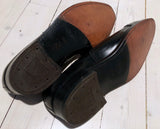 Lågsko 40-talsmodell i svart läder, broguemönstrad-Floby Överskottslager